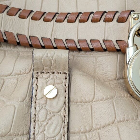 MICHAEL KORS Beige Croco Large Hamilton Whip-Stitch Chain Shoulder Bag  Satchel - Picture 13 of 15